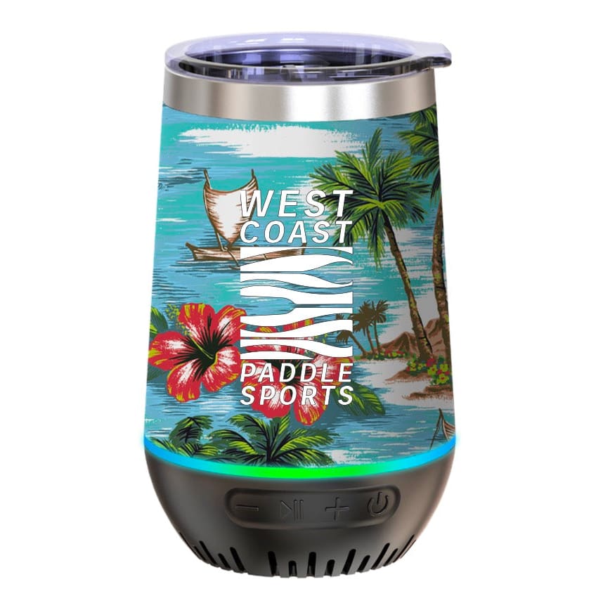 12oz. WINE TUMBLER W/ SPEAKER - WCPS LOGO - West Coast Paddle Sports