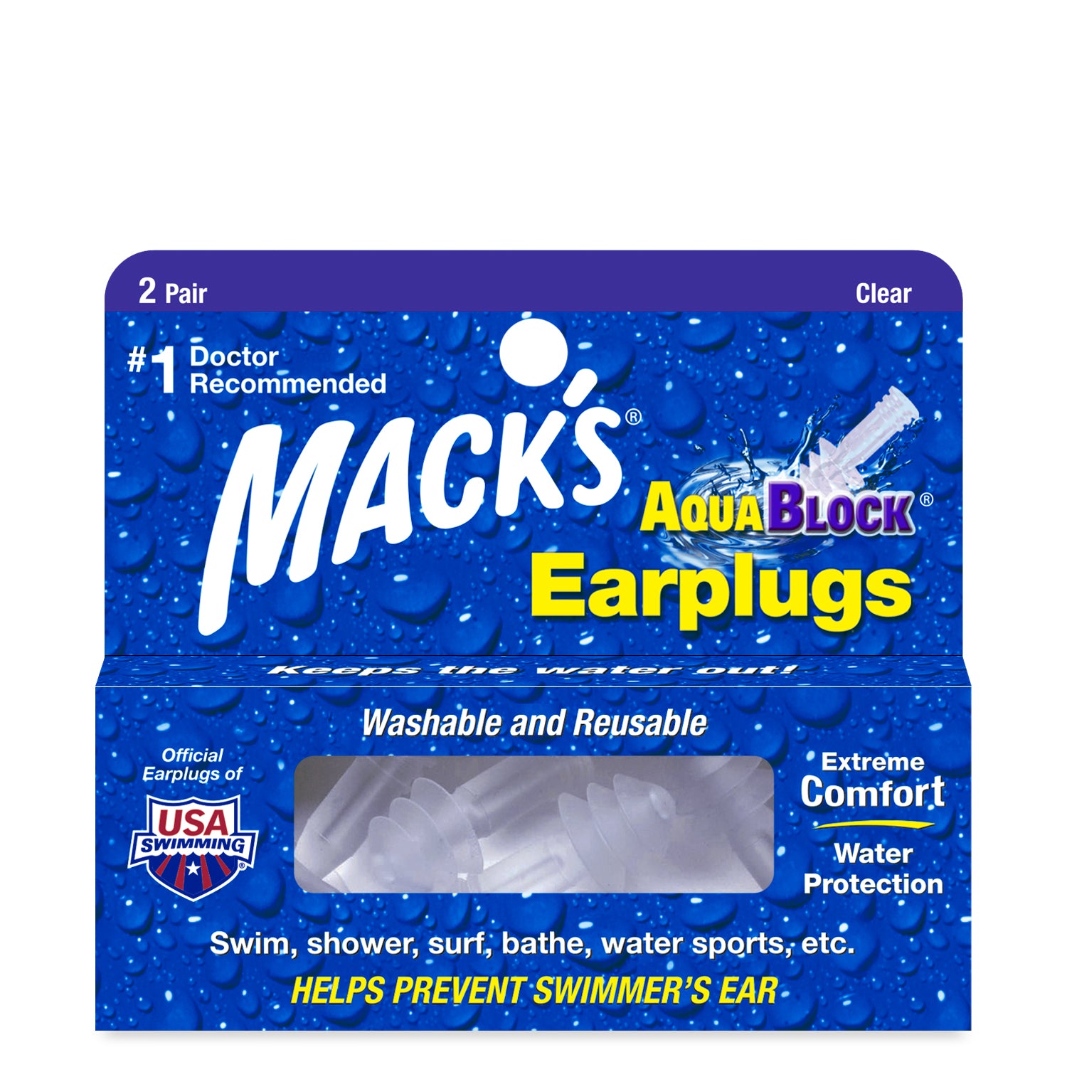 Aqua Block® Ear Plugs - Clear