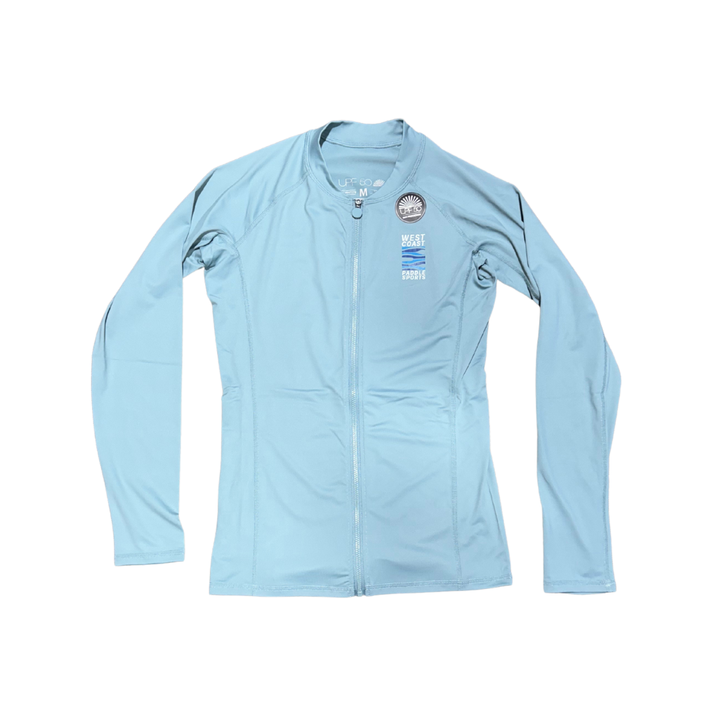 WCPS WOMEN'S LONG-SLEEVE UV FULL-ZIP RASHGUARD LIGHT BLUE