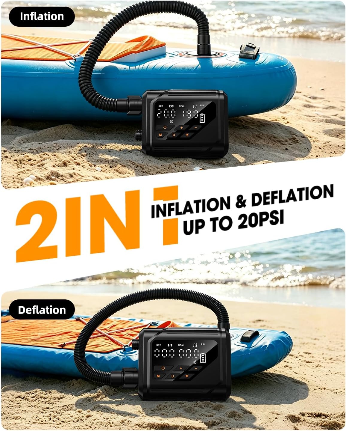 Electric Paddle Board Pump, Rechargeable SUP Pump