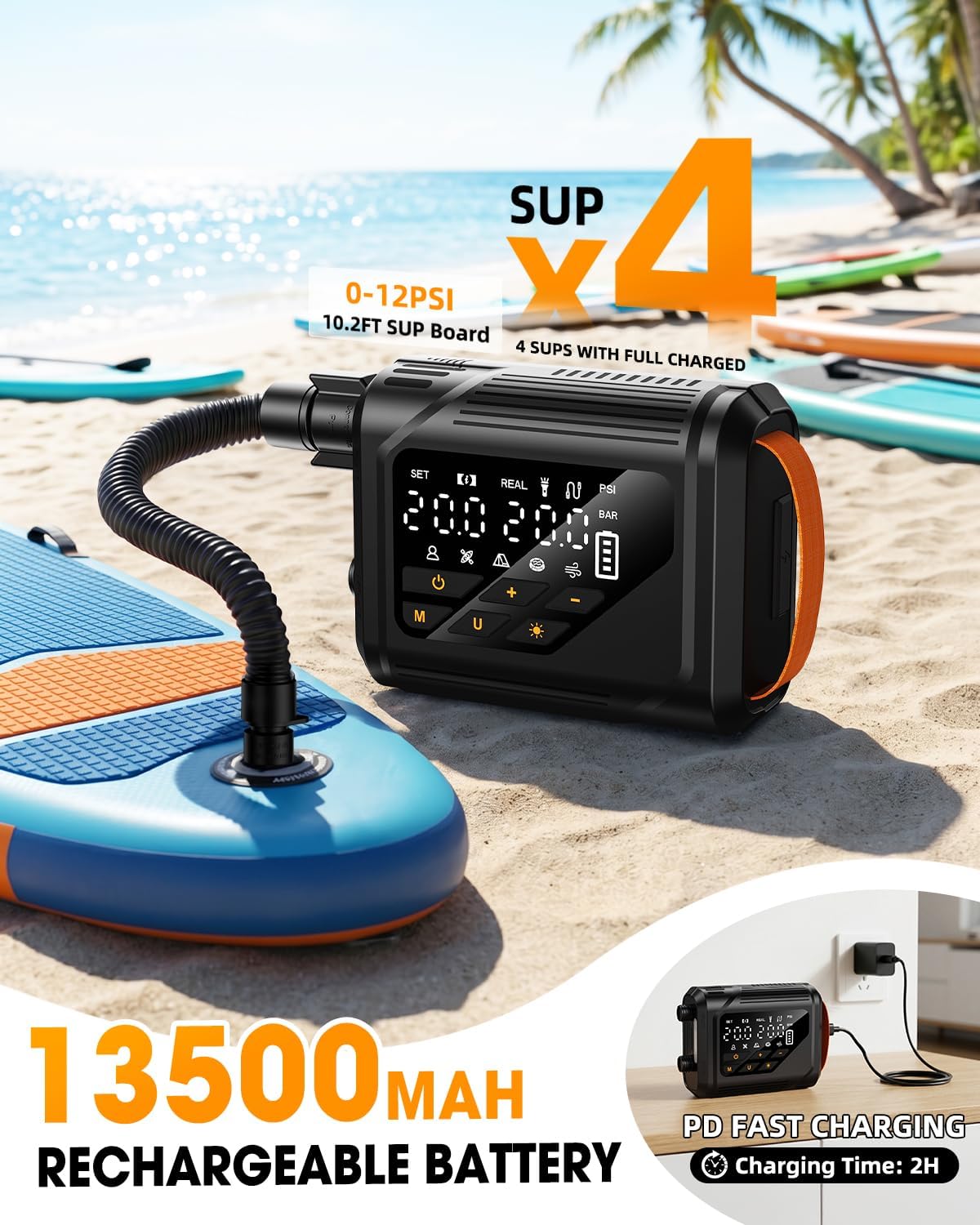 Electric Paddle Board Pump, Rechargeable SUP Pump