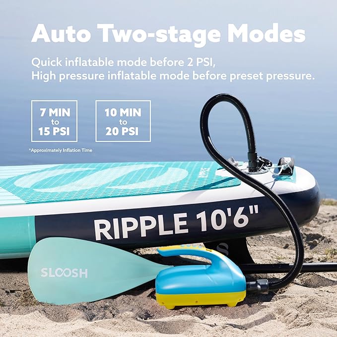 Electric Paddle Board Pump, 20 PSI High-Pressure Dual-Stage Inflation SUP Air Pump