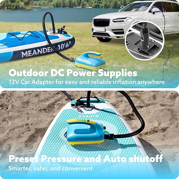 Electric Paddle Board Pump, 20 PSI High-Pressure Dual-Stage Inflation SUP Air Pump