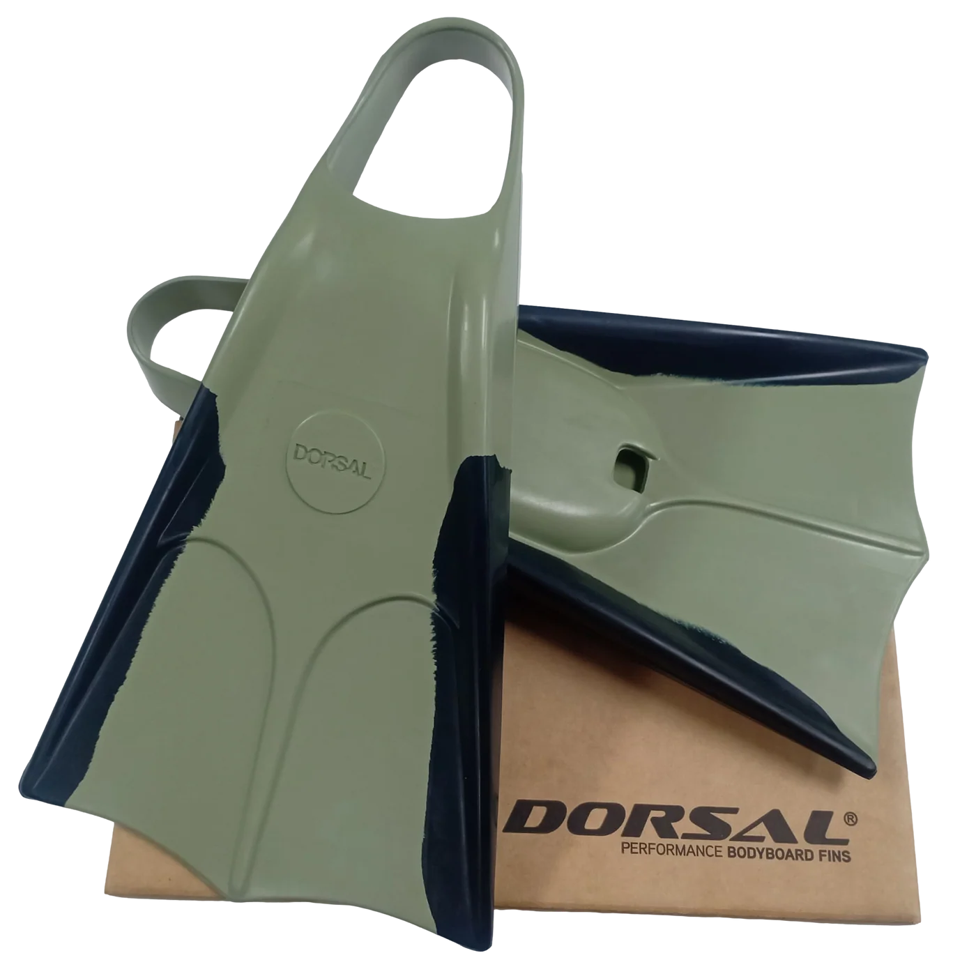Dorsal Body Boarding Floating Swim Fins - Charcoal/ Green