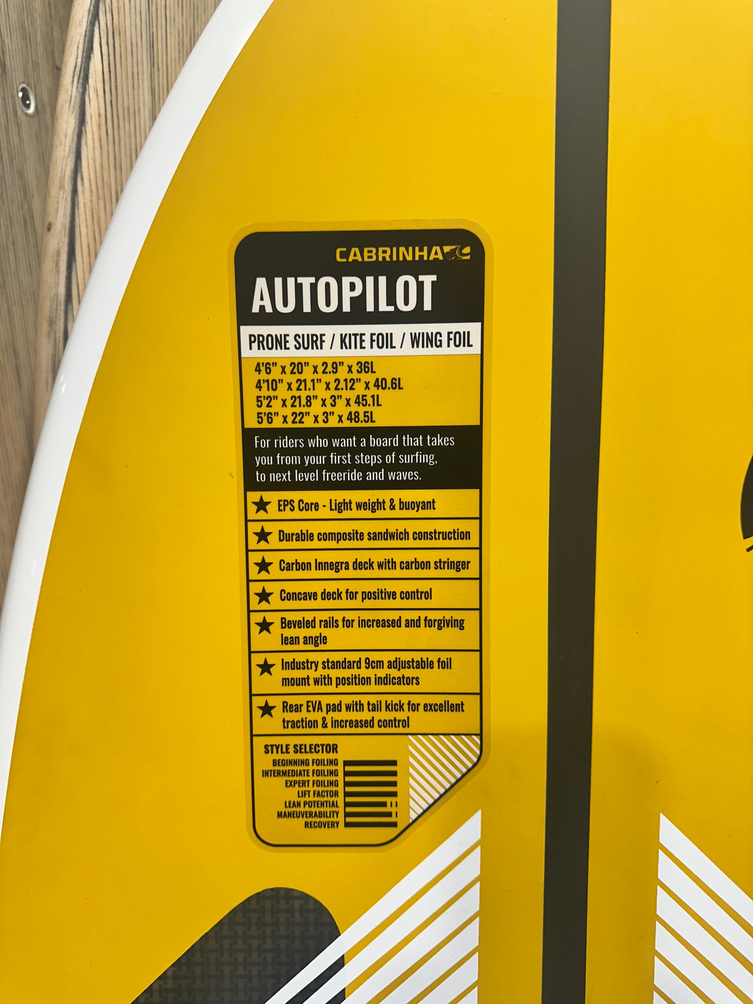Cabrinha Autopilot Foil Board 5’2″ x 21.8″ x 3″ x 45.1L