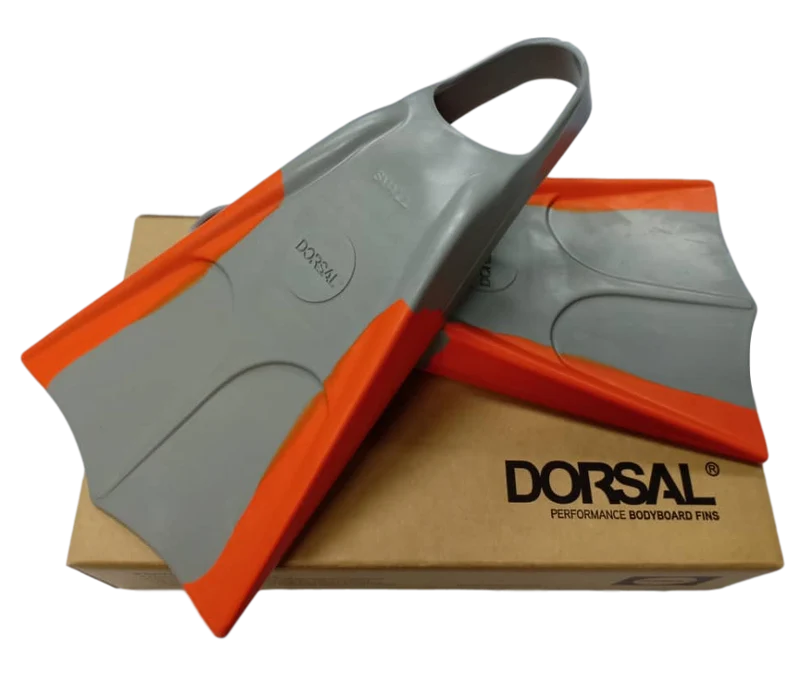 Dorsal Body Boarding Floating Swim Fins - Grey/ Orange