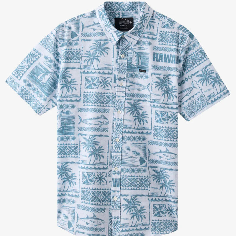 O'NEILL TRVLR UPF TRAVERSE HAWAII WOVEN BUTTON DOWN SHIRT - WHITE
