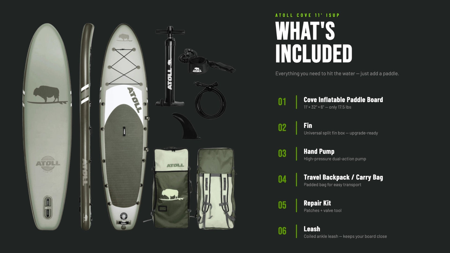 ATOLL COVE 11FT INFLATABLE STAND UP PADDLE BOARD - West Coast Paddle Sports