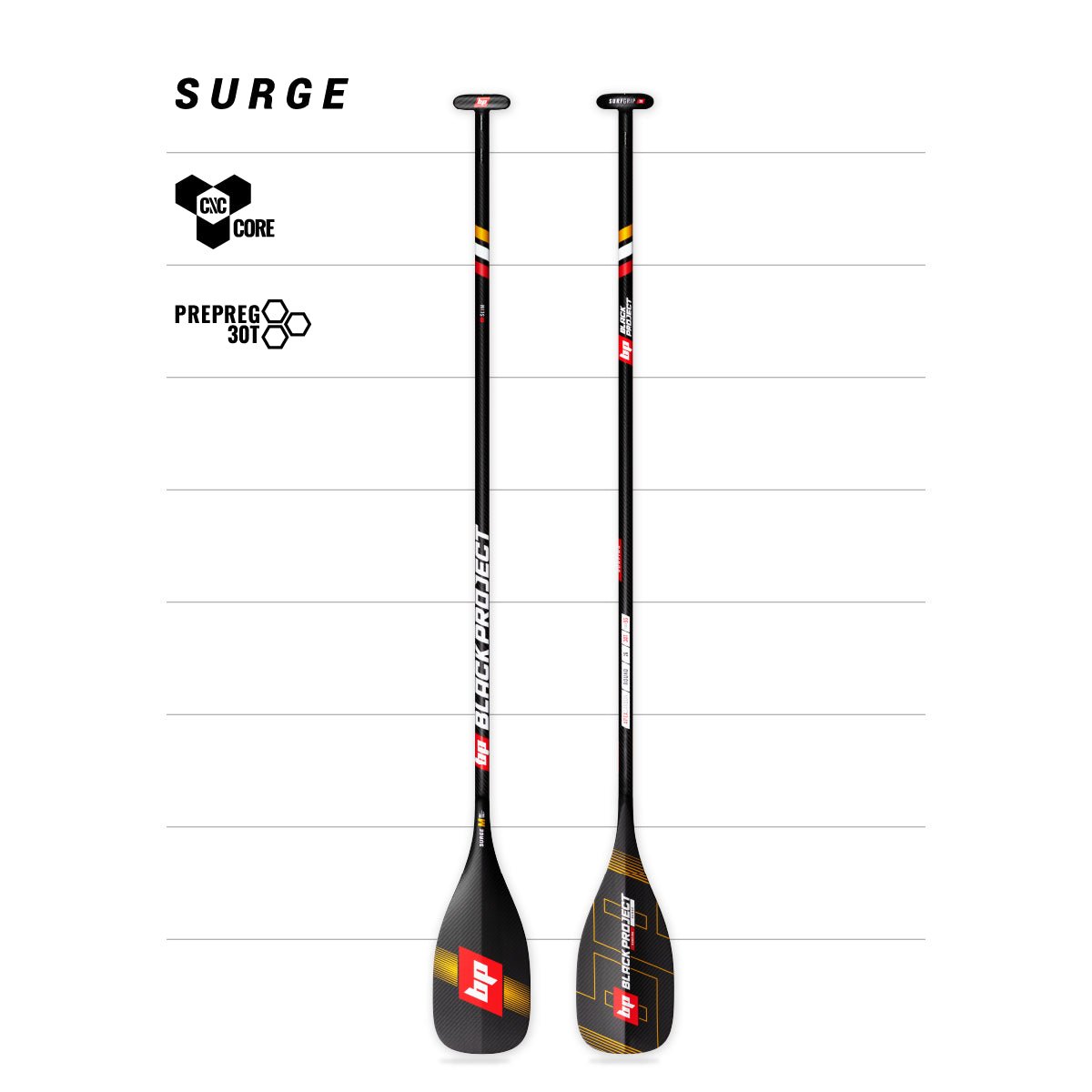 BLACK PROJECT Surge SUP Surf Paddle cut to 74" - West Coast Paddle Sports