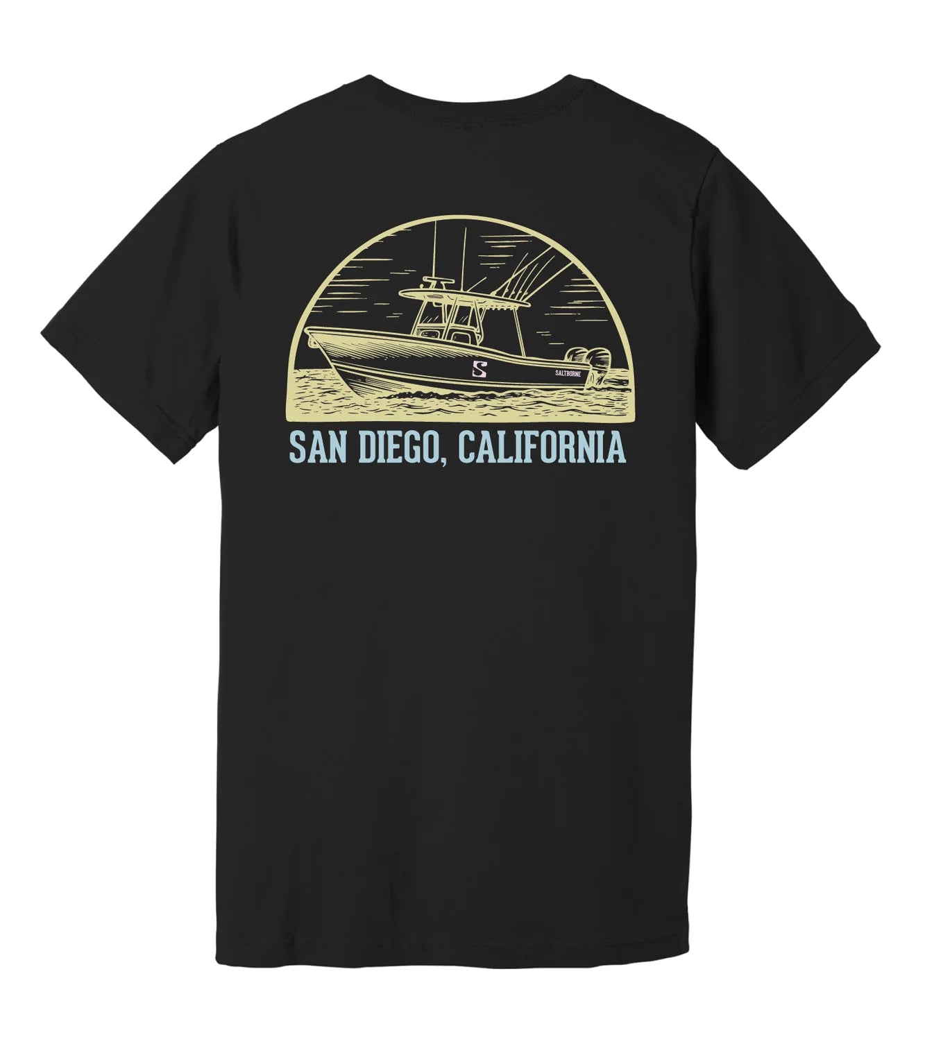 Saltborne Boat At Sea Tee - Black