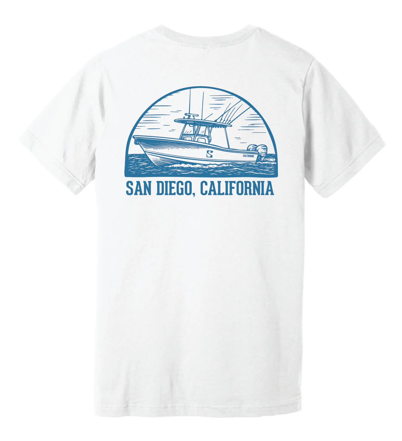 Saltborne Boat At Sea Tee - White