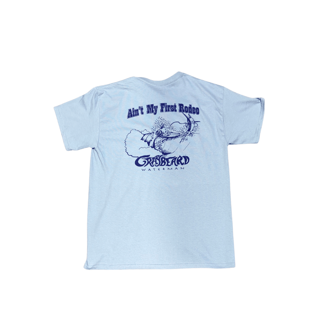 Graybeard Waterman Ain't My First Rodeo Swordfish Wrangler T-shirt - Blue - West Coast Paddle Sports