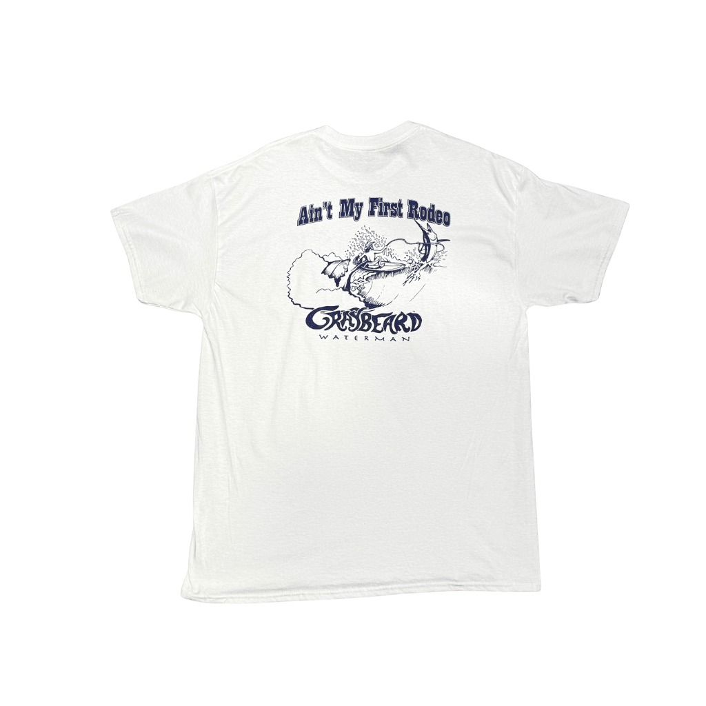 Graybeard Waterman Ain't My First Rodeo Swordfish Wrangler T-shirt - White - West Coast Paddle Sports
