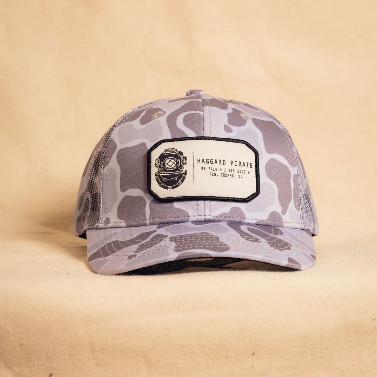 Haggard Pirate Diver's Code Retro Trucker Hat  - Washed Sea Camo