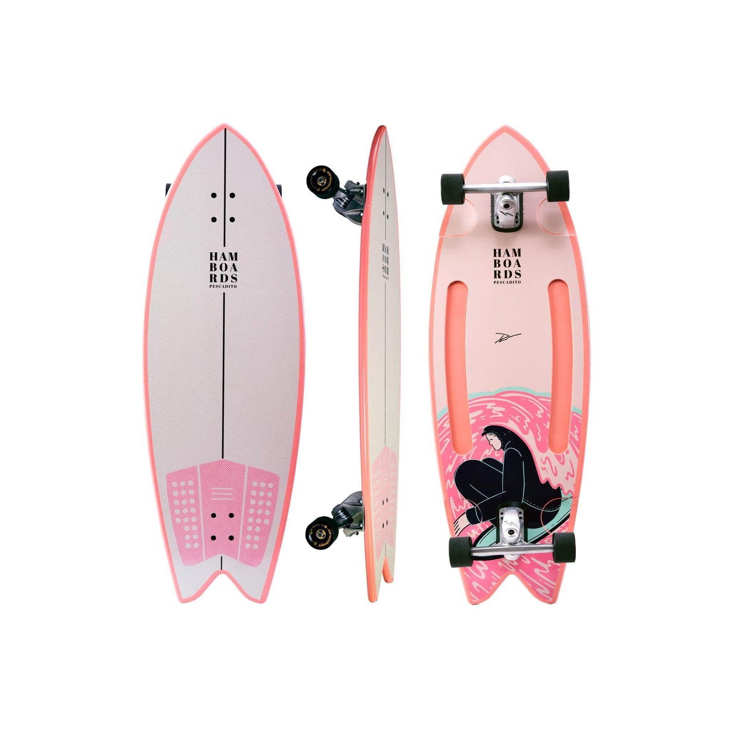 Hamboards Pescadito 43 Birch — Swallow Tail Surfskate Longboard - West Coast Paddle Sports
