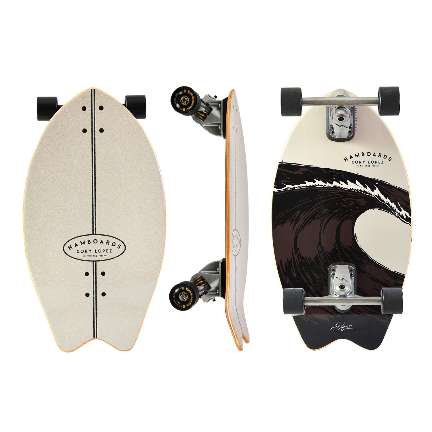 Hamboards Twisted Fin 26 — Pumpable Surfskate Shortboard - West Coast Paddle Sports