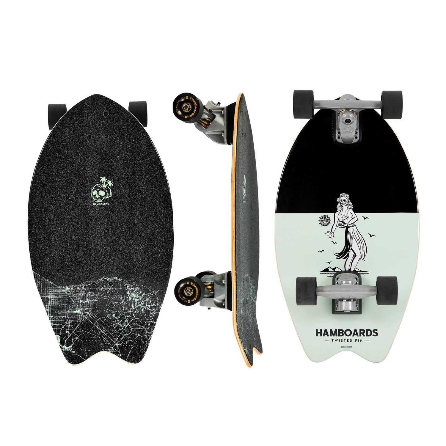 Hamboards Twisted Fin 26 — Pumpable Surfskate Shortboard - West Coast Paddle Sports
