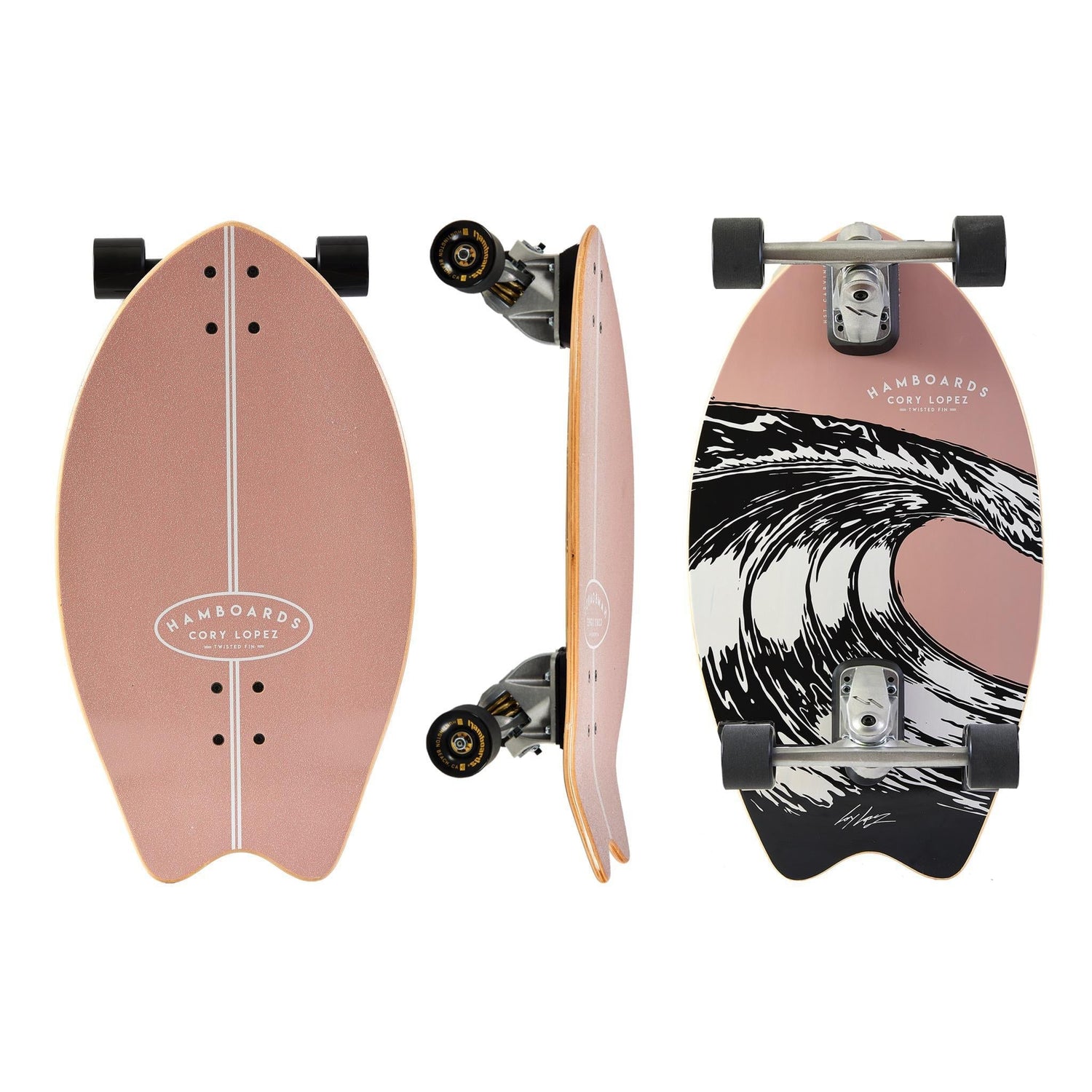 Hamboards Twisted Fin 26 — Pumpable Surfskate Shortboard - West Coast Paddle Sports