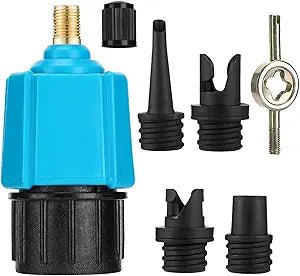Inflatable SUP Pump Valve Adapter Set - Standard Air Valve Adapter and Nozzle Air Pump Converter for Kayaking Surfboard Inflatable Bed - West Coast Paddle Sports