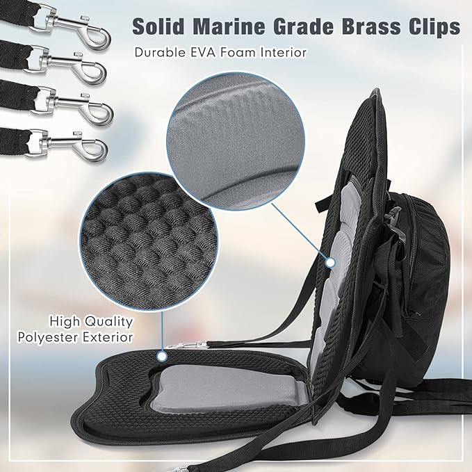 Kayak Seats with Back Support Padded Boat Seat with Detachable Storage Bag - West Coast Paddle Sports