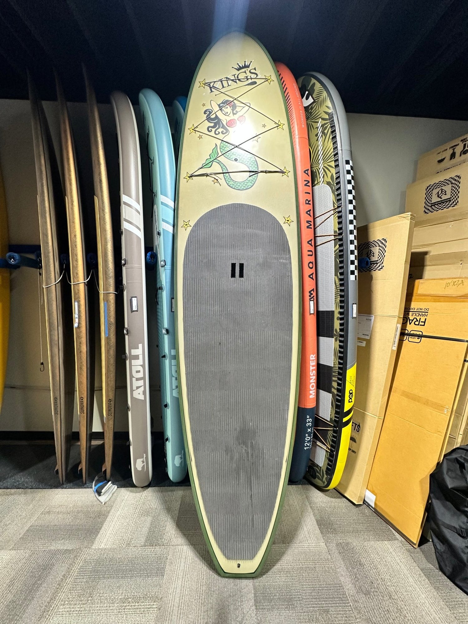 KING'S custom 11'10" x 35" Paddle Board 300L Green Mermaid - West Coast Paddle Sports
