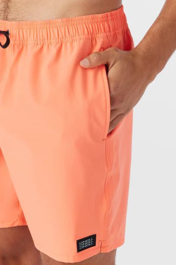 LENNOX HERMOSA SOLID ELASTIC WAIST 17" SWIM TRUNK - CORAL - West Coast Paddle Sports