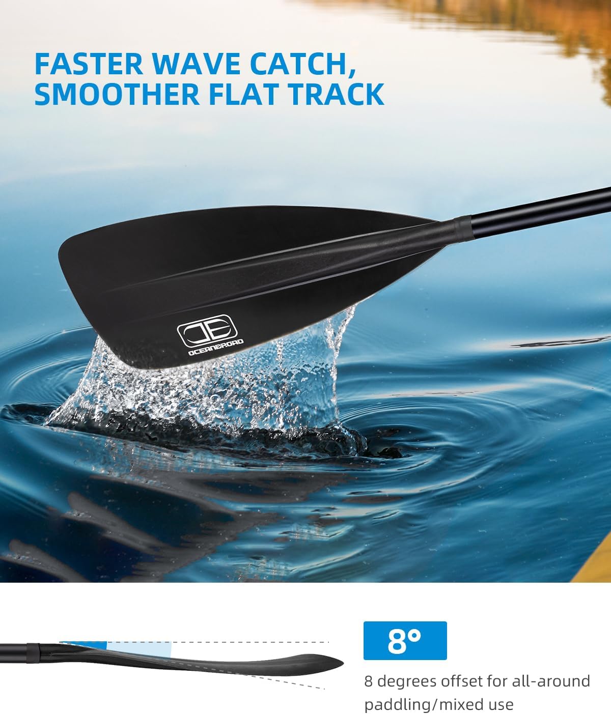 OCEANBROAD SUP Paddle - Adjustable Stand - Up Paddle 3 - Piece Aluminum - West Coast Paddle Sports