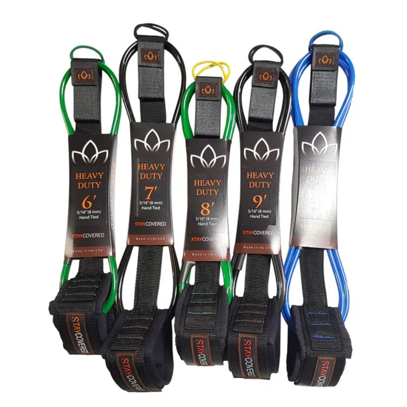STAY COVERED HEAVY DUTY HAND TIED 9' LEASH - West Coast Paddle Sports