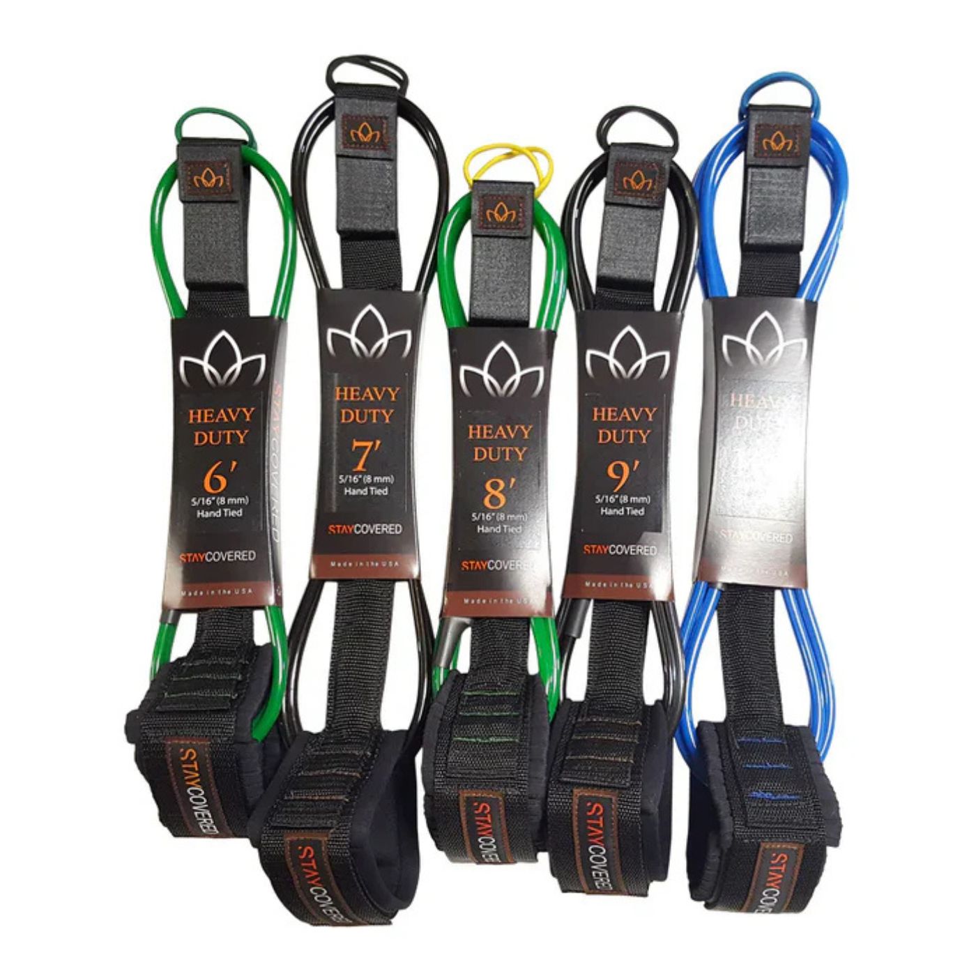 STAY COVERED HEAVY DUTY HAND TIED 9' XL LEASH - West Coast Paddle Sports