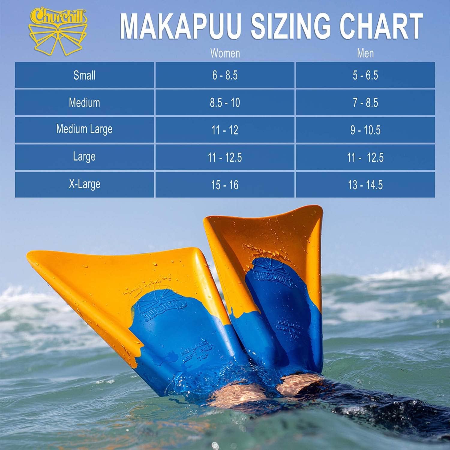 Swim Fins Churchill Makapuu Gum Rubber - West Coast Paddle Sports