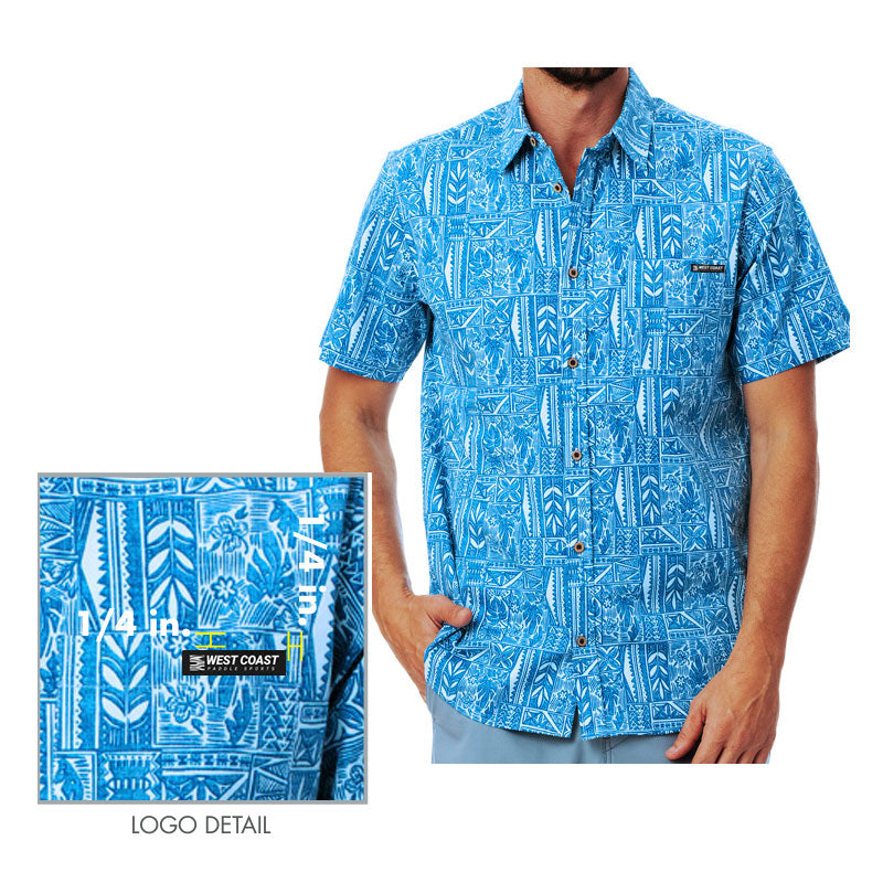 WEST COAST PADDLE SPORTS MEN'S ALOHA SHIRT - BLUE