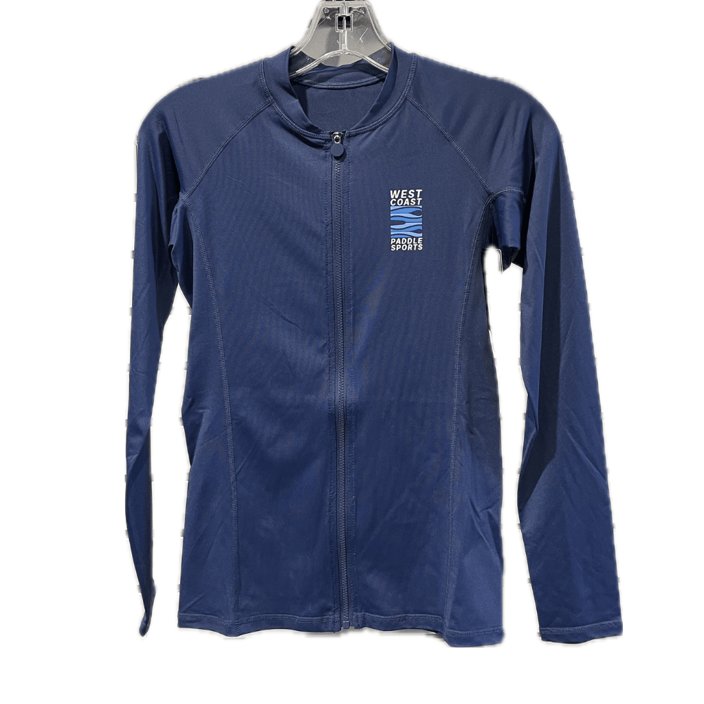 WCPS WOMEN'S LONG - SLEEVE UV FULL - ZIP RASHGUARD NAVY - West Coast Paddle Sports