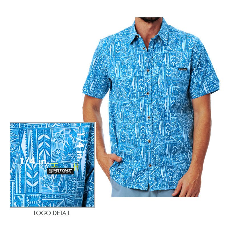 WEST COAST PADDLE SPORTS MEN'S ALOHA SHIRT - BLUE - West Coast Paddle Sports