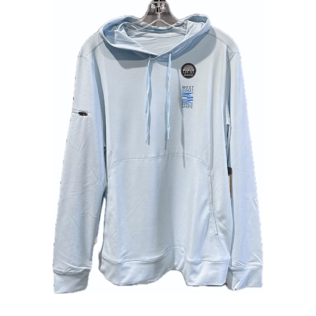 WEST COAST PADDLE SPORTS MEN'S LIGHT PADDLE LONG SLEEVE HOODIE - HEATHER LIGHT BLUE - West Coast Paddle Sports