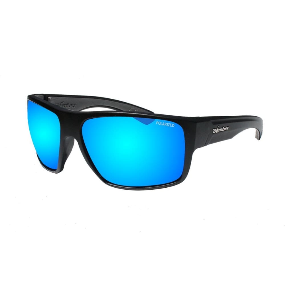 Ice Blue Mirror Polarized Sunglasses with Matte Black Frame