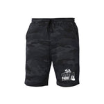 Cali Paddler Black Camo Fleece Gym Shorts - APPAREL
