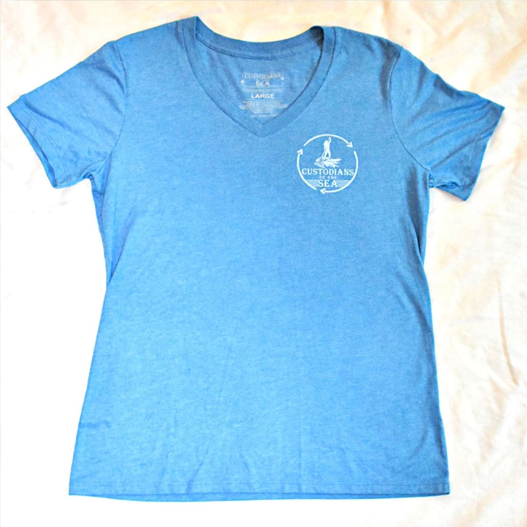 Custodians of the Sea - "The Sweeper" Women's v - neck T-shirt - West Coast Paddle Sports