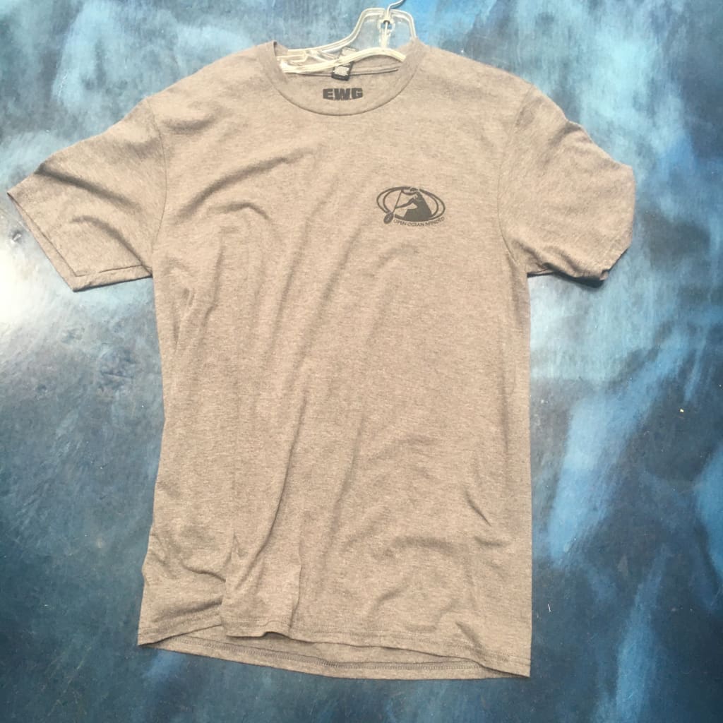 Men's "Anatomy of an Outrigger Canoe" heather grey t-shirt - West Coast Paddle Sports