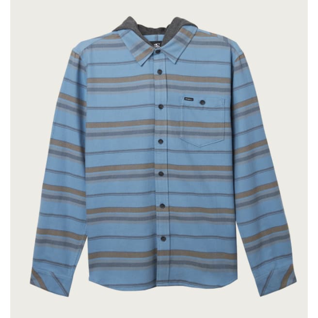 O'Neill Men's Redmond Hooded Flannel Blue Shadow - West Coast Paddle Sports