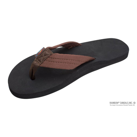 Rainbow Men’s Brown top/black rubber The Cloud - Single Layer Soft Top with Arch Support and Polyester Strap Sandal - APPAREL