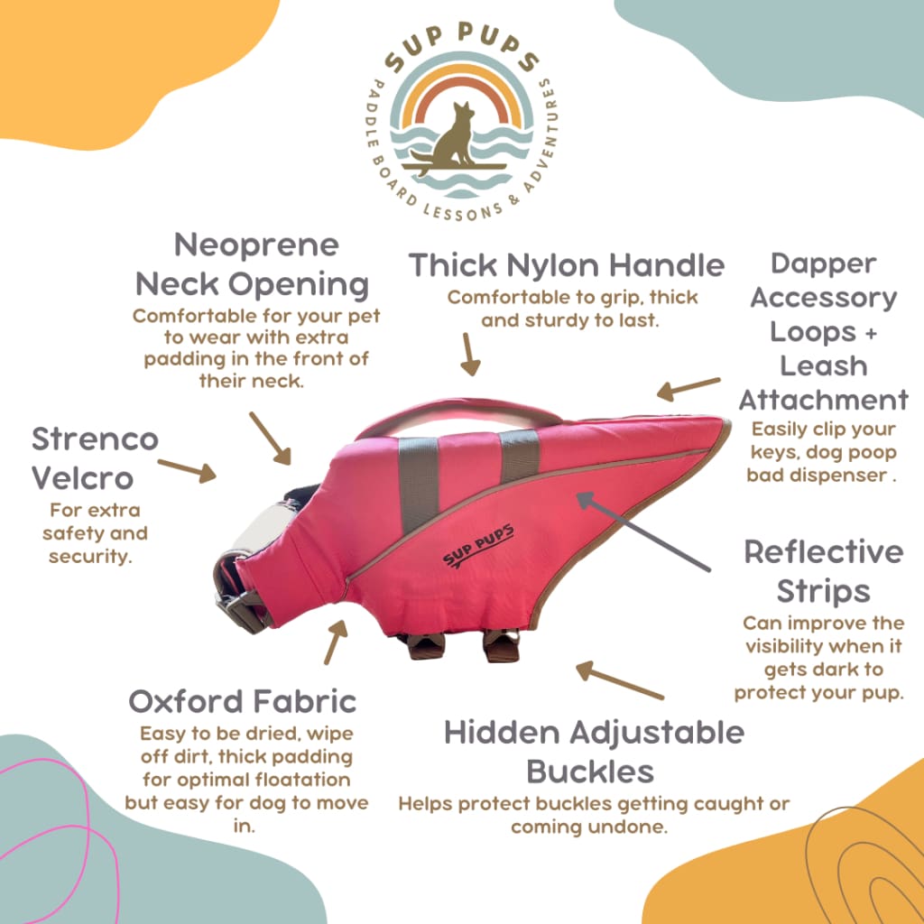 SUP PUPS Doggie Life Jacket/Pink (Various Sizes) - West Coast Paddle Sports