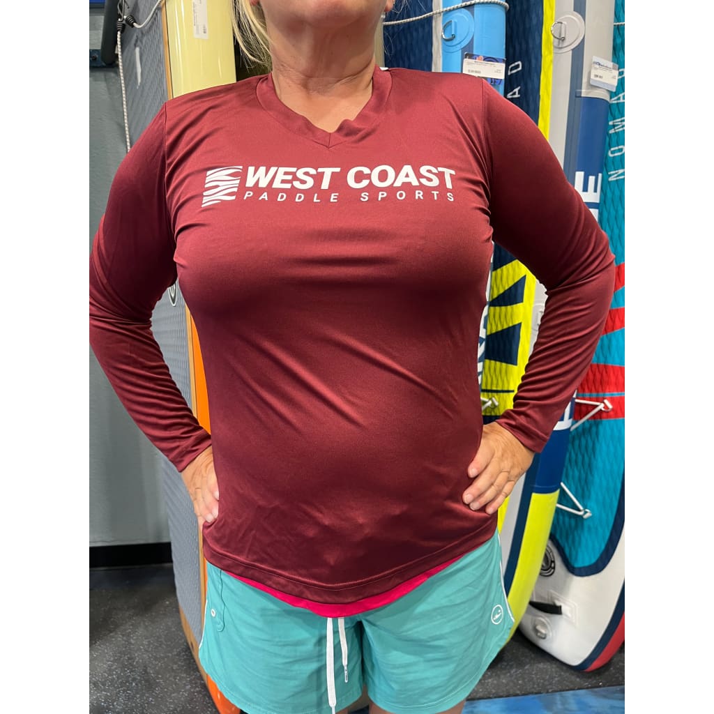 WCPS Women's Maroon Long Sleeve Race Jersey - West Coast Paddle Sports