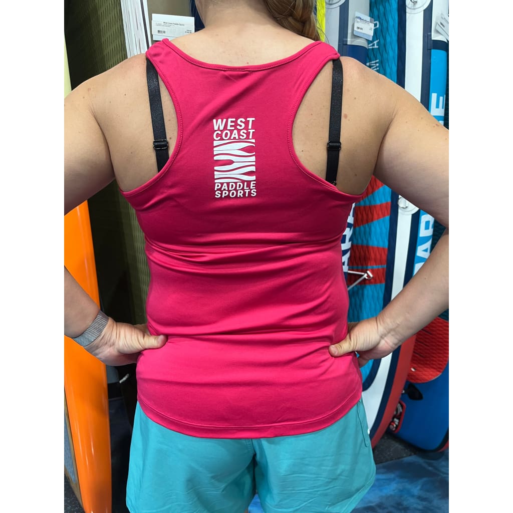 WCPS Women's Pink Racer Back Tank top (front & back logo) - West Coast Paddle Sports