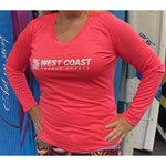 West Coast Paddle Sports Ladies Long Sleeve Performance Shirt - High Vis Coral / S - APPAREL