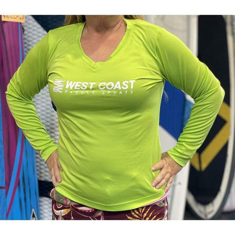 West Coast Paddle Sports Ladies Long Sleeve Performance Shirt - High Vis Lime / S - APPAREL
